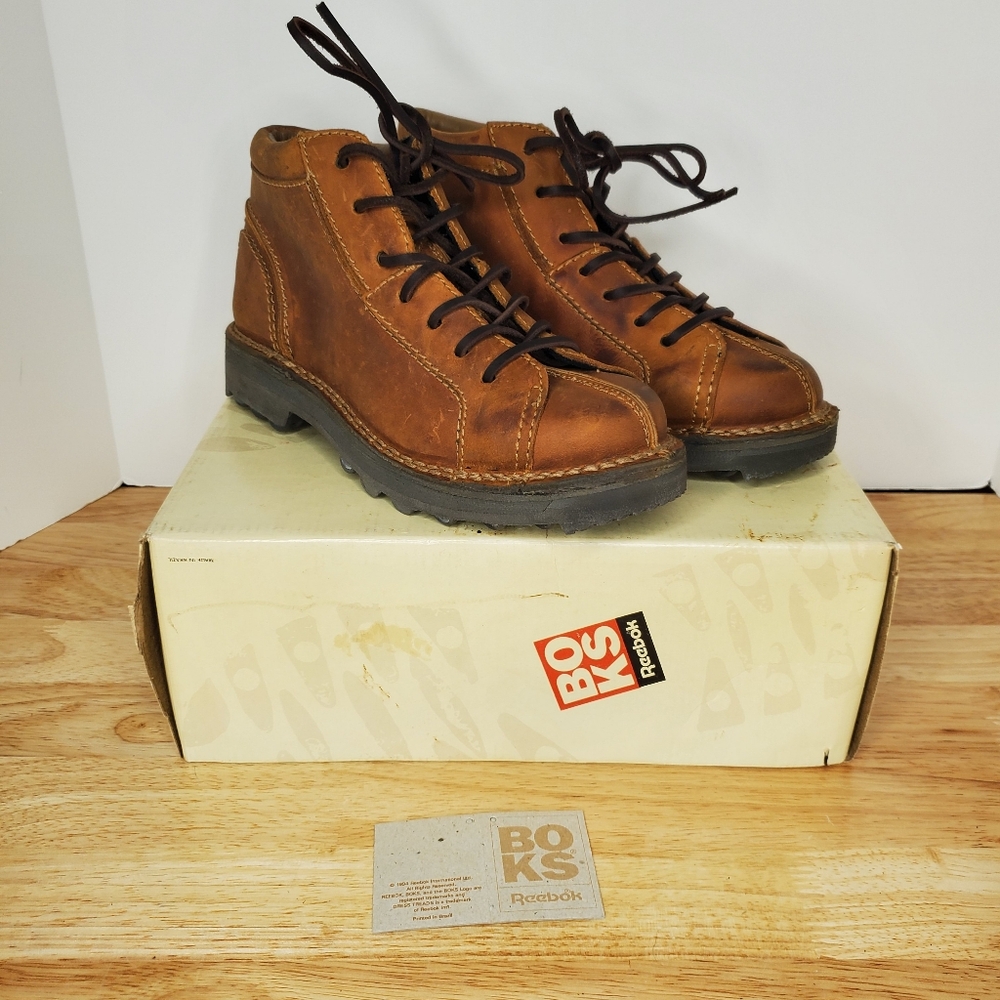 Vintage Reebok Boks Boots Mens Size 7 Brown Tan Leather NWT Deadstock 90s